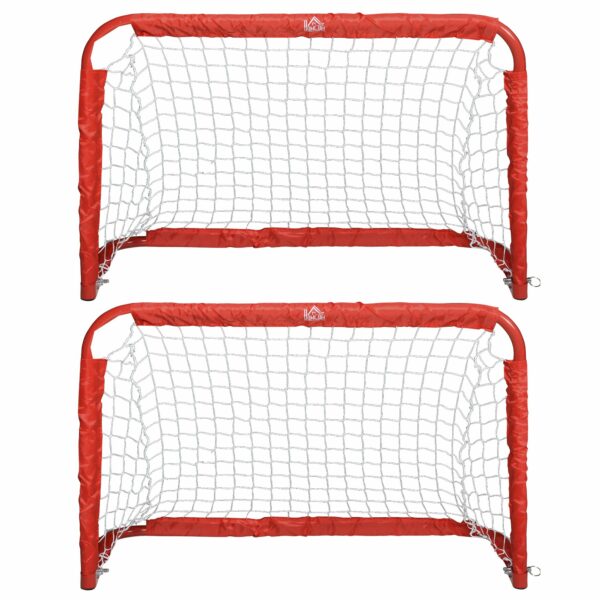 Set de 2 Porterías Plegables de Fútbol Puertas de Fútbol Portátil para Jardín y Exterior para Niños y Adultos 90x36x60 cm Rojo/NEGRO - Imagen 2