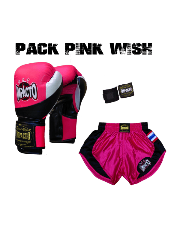 PACK PINK WISH BOXEO,GUANTES PANTALON VENDAS MUJER#