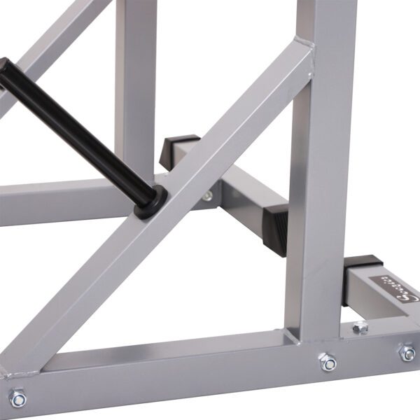 Soporte para Barras de Pesas Ajustable Estante Multifuncional 2 Piezas de Acero Carga 200 kg Entrenamiento para Gimnasio Casa 105x71x135-190 cm Plata y Negro - Imagen 4