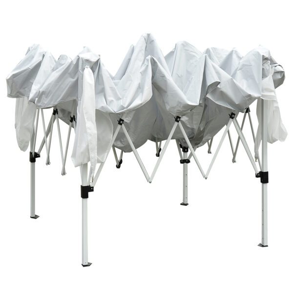 Carpa Cenador Plegable 3x3 m para Exterior para Jardín Camping Fiesta Tienda Eventos - Acero y Oxford - Blanco - Imagen 5