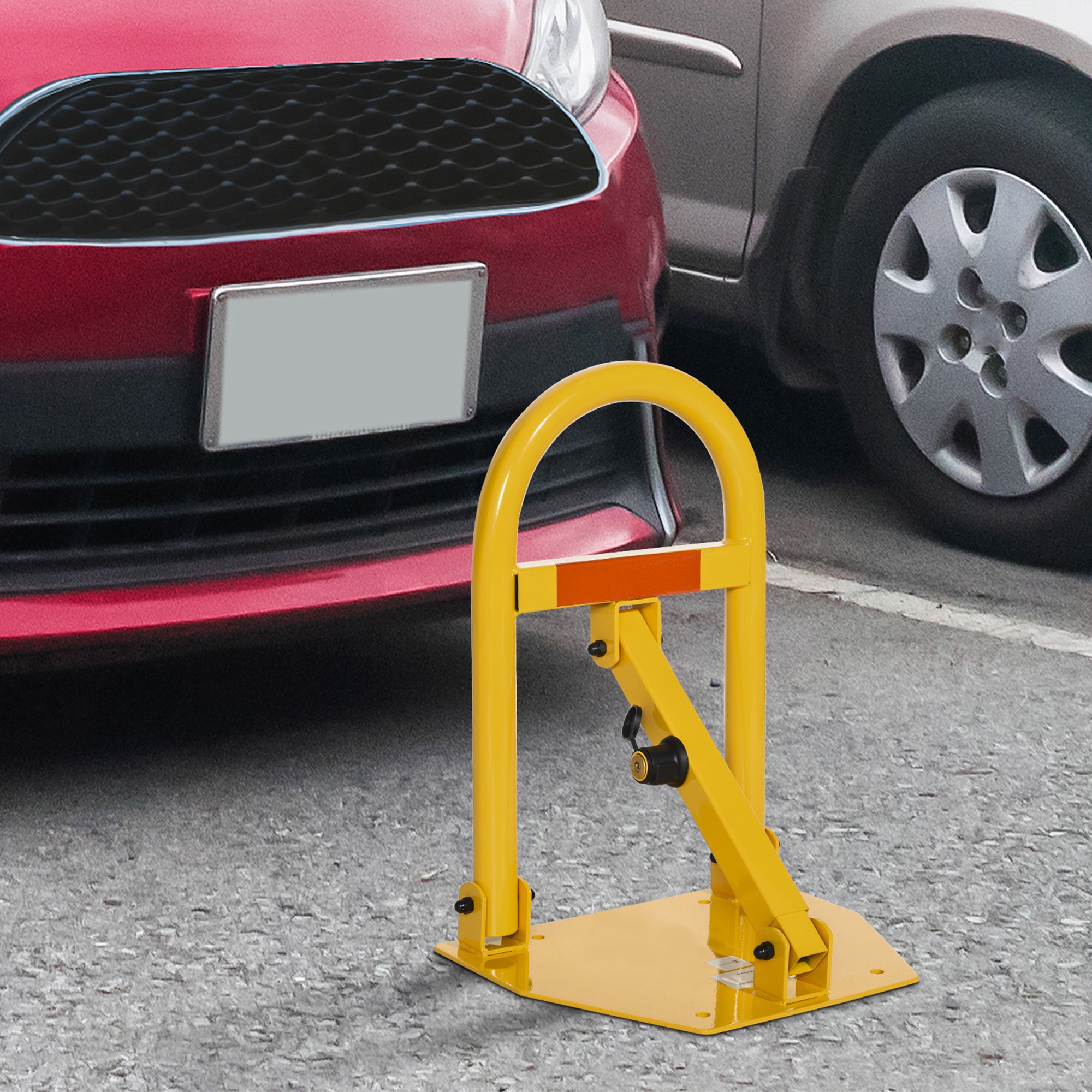 XPOtool barrera de aparcamiento plegable con tres llaves hecho de acero barrera  parking