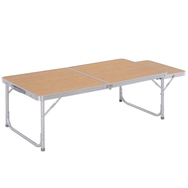 Mesa Plegable de Camping con Ala Abatible Mesa de Picnic de Estructura Ligera de Aluminio Carga 30kg Altura Ajustable 120x60x40/70 cm - Imagen 5