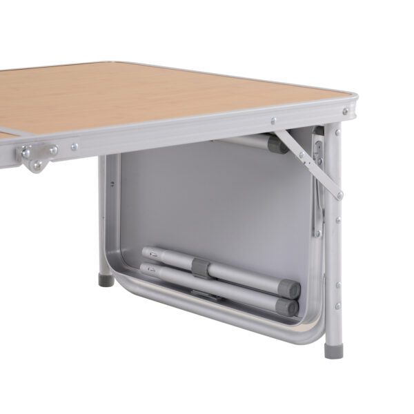 Mesa Plegable de Camping con Ala Abatible Mesa de Picnic de Estructura Ligera de Aluminio Carga 30kg Altura Ajustable 120x60x40/70 cm - Imagen 6