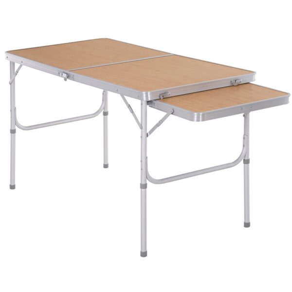 Mesa Plegable de Camping con Ala Abatible Mesa de Picnic de Estructura Ligera de Aluminio Carga 30kg Altura Ajustable 120x60x40/70 cm - Imagen 8