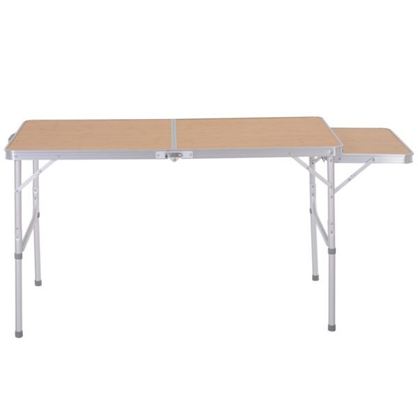 Mesa Plegable de Camping con Ala Abatible Mesa de Picnic de Estructura Ligera de Aluminio Carga 30kg Altura Ajustable 120x60x40/70 cm - Imagen 9