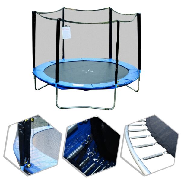 Cama Elástica Ø244cm + Red de Seguridad Set Trampolín para Jardín Carga Máx. 100Kg Azul y Negro - Imagen 6