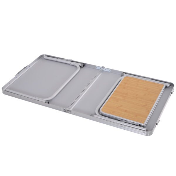 Mesa Plegable de Camping con Ala Abatible Mesa de Picnic de Estructura Ligera de Aluminio Carga 30kg Altura Ajustable 120x60x40/70 cm - Imagen 4