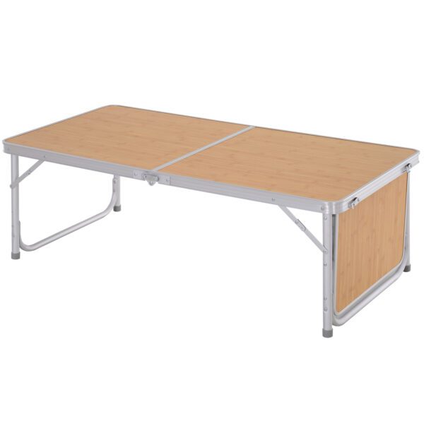 Mesa Plegable de Camping con Ala Abatible Mesa de Picnic de Estructura Ligera de Aluminio Carga 30kg Altura Ajustable 120x60x40/70 cm - Imagen 2