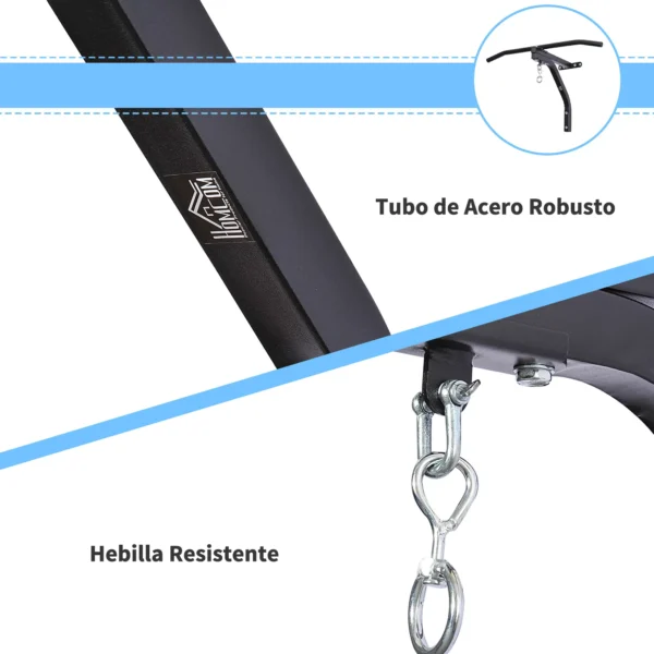 Barra de Dominadas para Pared de Acero 2 en 1 Soporte de Saco de Boxeo para Entrenamiento en Hogar Oficina Gimnasio Carga Máx. 130 kg 93x47x51 cm Negro - Imagen 12