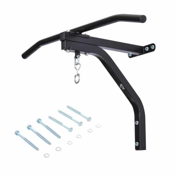 Barra de Dominadas para Pared de Acero 2 en 1 Soporte de Saco de Boxeo para Entrenamiento en Hogar Oficina Gimnasio Carga Máx. 130 kg 93x47x51 cm Negro - Imagen 15