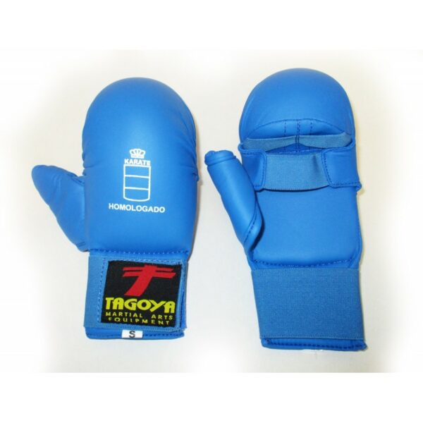 Guantilla karate kumite homologada RFEK azul/ROJO con pulgar.