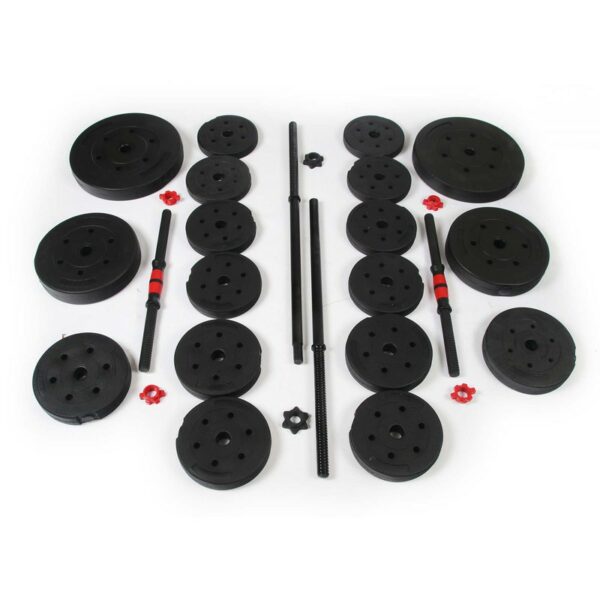 Juego de Mancuernas y Barra de Pesas 93 kg Keboo Serie 300 con 22 Discos - Imagen 8