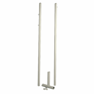 POSTES BADMINTON METÁLICOS, PARA ANCLAR AL SUELO. ANCLAJES CON TAPA INCLUIDOS.