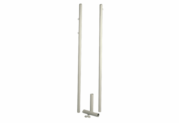 POSTES BADMINTON METÁLICOS, PARA ANCLAR AL SUELO. ANCLAJES CON TAPA INCLUIDOS.