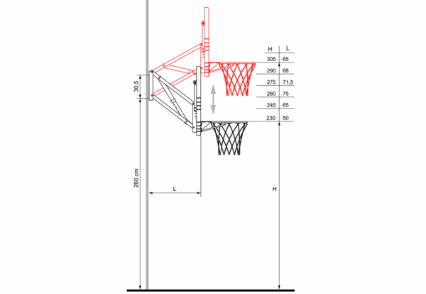 CANASTA REGULABLE BASKET/MINIBASKET ADAPTABLE POSTE/PARED - Imagen 8