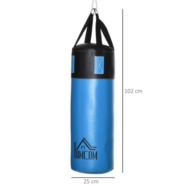 Saco de Boxeo Profesional Punching Bag con Guantes de 8 oz Gancho y Bolsa de Almacenaje Saco de Arena de Entrenamiento para Adultos y Adolescentes Ø25x102 cm Azul - Imagen 6