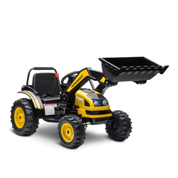 Tractor Excavadora Eléctrico para Niños de +3 Años Vehículo Infantil con Batería 6V Pala Música y Luces Velocidad de 2 Niveles 132x62x65 cm Negro y Amarillo - Imagen 11