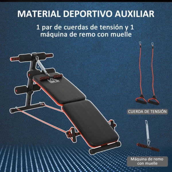 Banco de Sentadillas Banco Abdominales Plegable Ajustable en Altura con Soporte Poplíteo Regulable Ideal Hogar y Gimnasio 51x137x50-66 cm Negro - Imagen 4