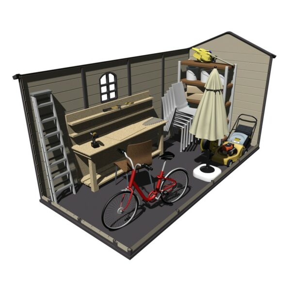 Caseta de Resina Gardiun Alessia C - 6,88 m² 366x188x225 cm con Suelo y Ventanas Beige - Imagen 10