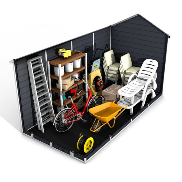 Caseta de Resina de Jardín Gardiun Zoe C 6,99 m² 190x368x226 cm con Suelo Gris Antracita PORTES GRATIS - Imagen 3