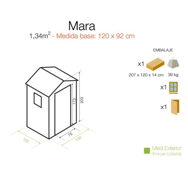 Caseta de Resina Gardiun Mara - 1,34 m² Exterior 102x132x203 cm Antracita/Blanco PORTES GRATIS - Imagen 2