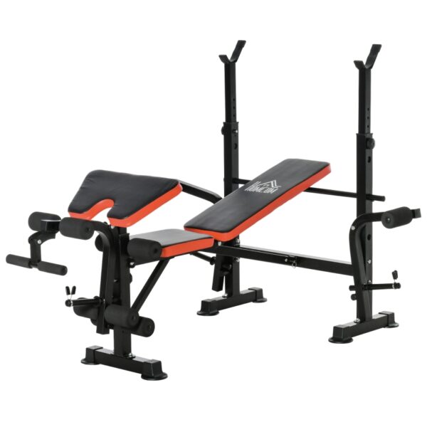 Banco de Pesas Multifuncional Banco de Musculación con Respaldo Ajustable Soporte de Barras para Fitness Entrenamiento Completo 105x150x112 cm Negro - Imagen 11