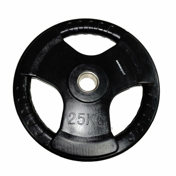 Disco Olímpico (Ø50 mm.) CUBIERTO DE GOMA CON AGARRES - Imagen 7