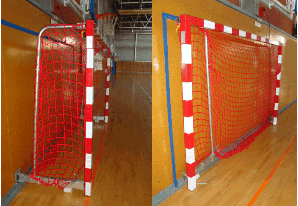 JGO. PORTERÍAS FÚTBOL SALA/ BALONMANO ALUMINIO ABATIBLES. - Imagen 5