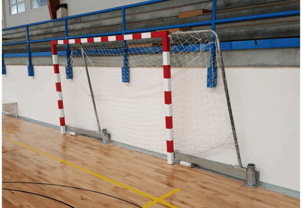 JGO. PORTERÍAS FÚTBOL SALA/ BALONMANO ALUMINIO ABATIBLES. - Imagen 3