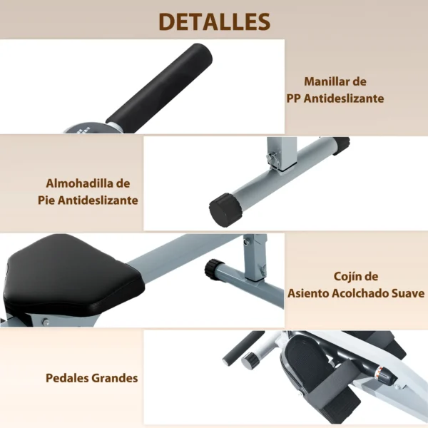 Máquina de Remo Ajustable con Pantalla LCD para Fitness y Ejercicios de Musculación o Resistencia para Gimnasio Casa Carga 100KG - Imagen 12