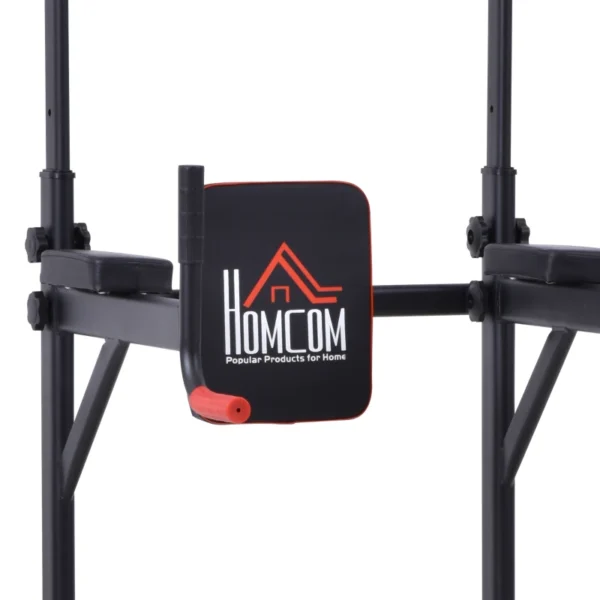 Torre de Ejercicios Estación Multifuncional Altura Ajustable con 7 Orificios para Entrenamiento Fitness Casa Gimnasio Oficina Carga Máx. 120 kg 123x98x189-239 cm Negro y Rojo - Imagen 5