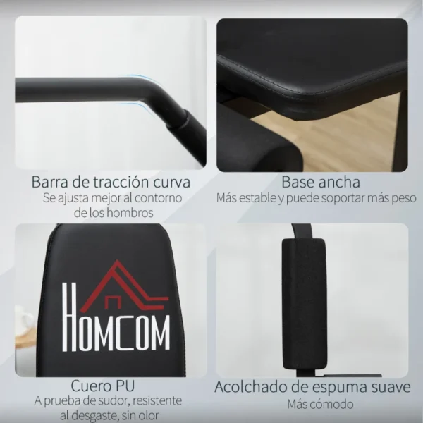 Multiestación Máquina de Musculación con Estribo para Piernas Placas de Peso de 45 kg Carga Max. 110 kg para Entrenamiento Fitness en Hogar Gimnasio 135x103x210 cm Negro - Imagen 6