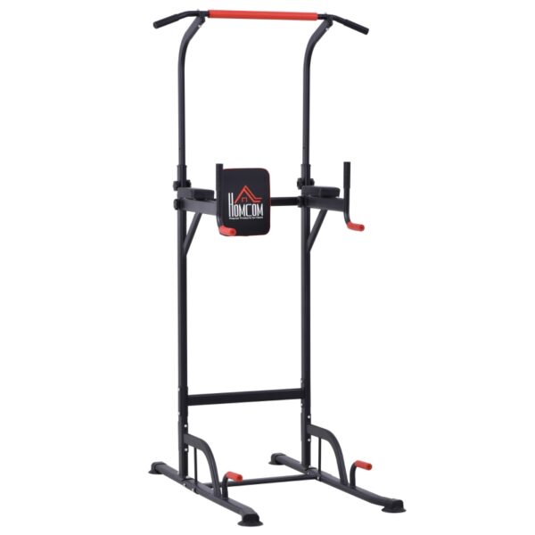 Torre de Ejercicios Estación Multifuncional Altura Ajustable con 7 Orificios para Entrenamiento Fitness Casa Gimnasio Oficina Carga Máx. 120 kg 123x98x189-239 cm Negro y Rojo - Imagen 10