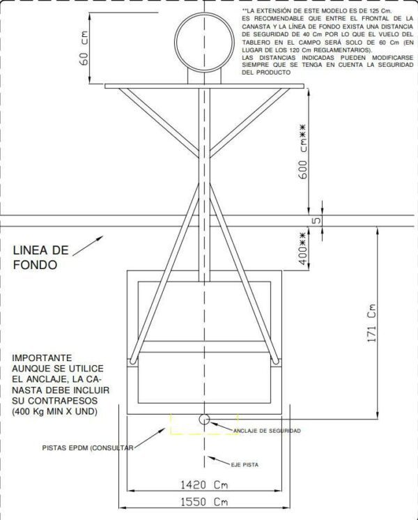 CANASTA TRASLADABLE DE BALONCESTO (SALÍDA 1,25M) - Imagen 2