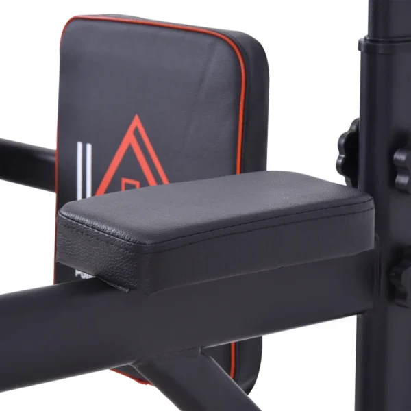 Torre de Ejercicios Estación Multifuncional Altura Ajustable con 7 Orificios para Entrenamiento Fitness Casa Gimnasio Oficina Carga Máx. 120 kg 123x98x189-239 cm Negro y Rojo - Imagen 6