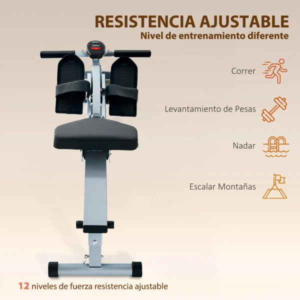 Máquina de Remo Ajustable con Pantalla LCD para Fitness y Ejercicios de Musculación o Resistencia para Gimnasio Casa Carga 100KG - Imagen 14