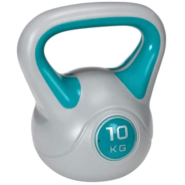Pesa Rusa 10 kg Revestimiento de PU y Relleno de Arena para Entrenamiento de Fuerza 22x16x26 cm Azul y Gris