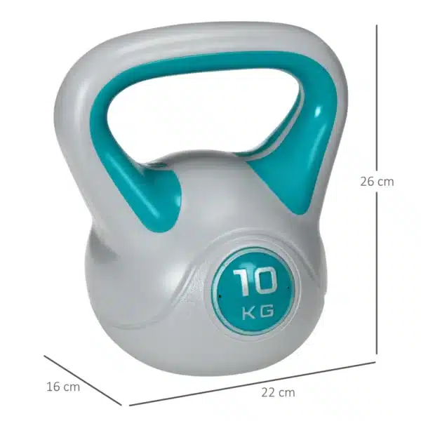 Pesa Rusa 10 kg Revestimiento de PU y Relleno de Arena para Entrenamiento de Fuerza 22x16x26 cm Azul y Gris - Imagen 8