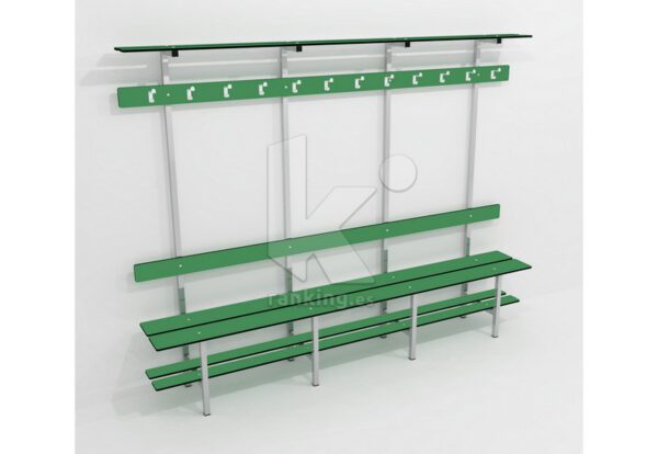 Banco vestuario Fenolico-Inox Mod.4 con perchero y estante - Imagen 3
