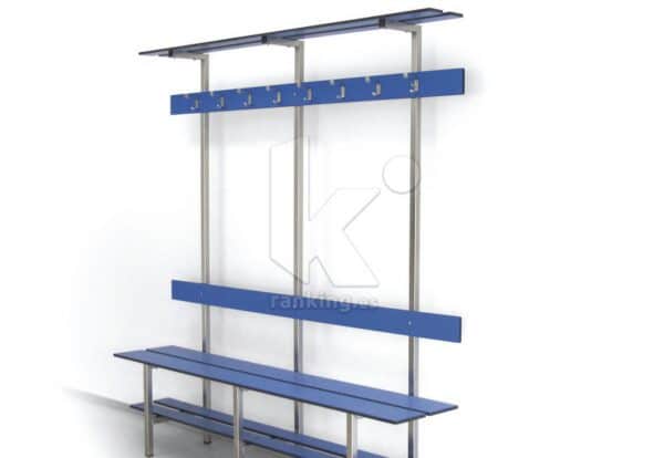 Banco vestuario Fenolico-Inox Mod.4 con perchero y estante - Imagen 2