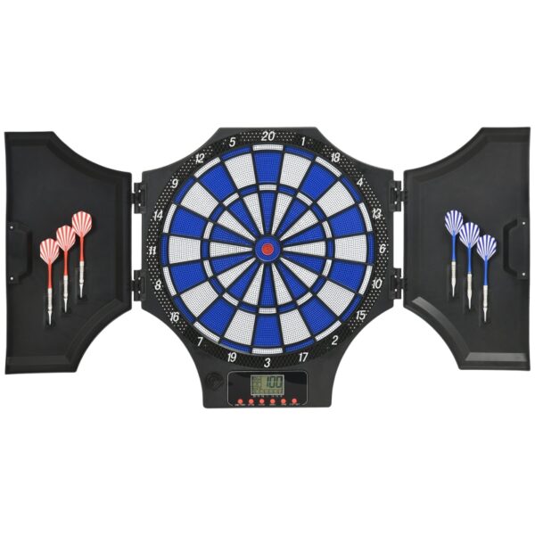 SPORTNOW Diana Electrónica Plegable con 31 Juegos para 8 Jugadores con 6 Dardos y 6 Puntas de Repuesto Pantalla LCD 83x45cm Negro