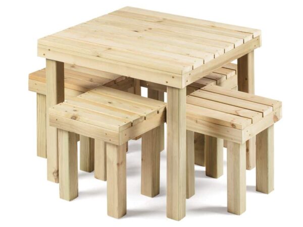 Set Riga 80 x 80 x 75 cm MESA Y 4 SILLAS PORTES GRATIS