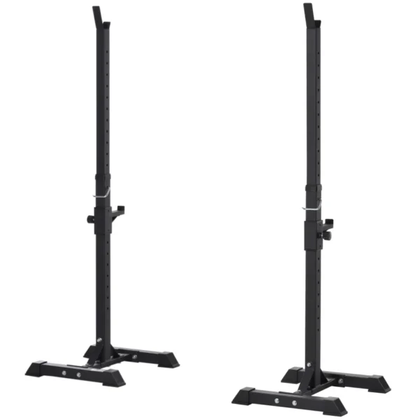 Soporte para Barras de Pesas Ajustable Estante de Acero para Levantamiento de Pesas Carga Máx. 150 kg Entrenamiento en Gimnasio Hogar 50x49x124-154 cm Negro