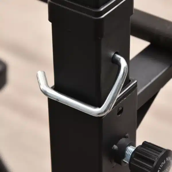 Soporte para Barras de Pesas Ajustable Estante de Acero para Levantamiento de Pesas Carga Máx. 150 kg Entrenamiento en Gimnasio Hogar 50x49x124-154 cm Negro - Imagen 2