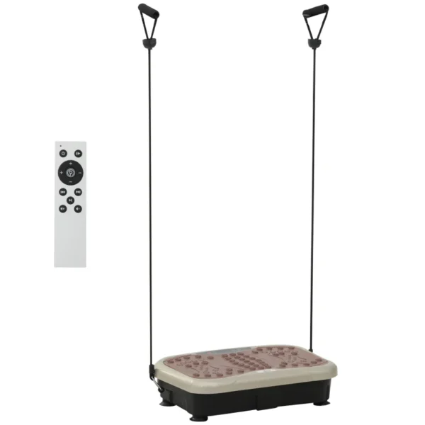 Plataforma Vibratoria con 2 Bandas Elásticas 200W Control Remoto 99 Velocidades USB Pantalla LED 54x33x14cm Café y Negro - Imagen 11