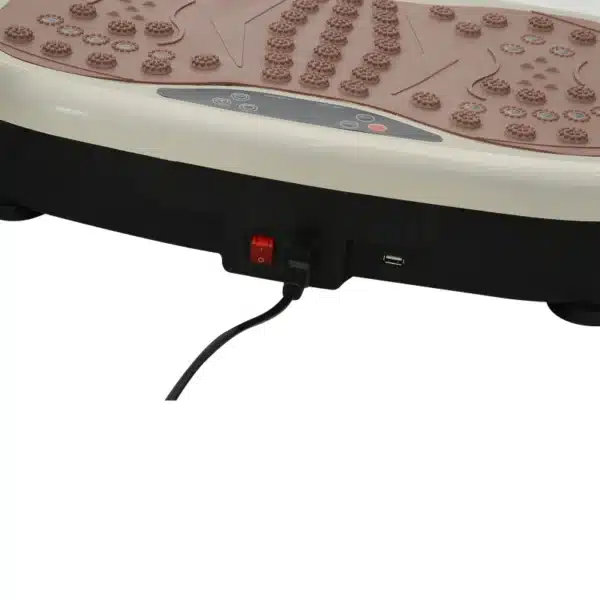 Plataforma Vibratoria con 2 Bandas Elásticas 200W Control Remoto 99 Velocidades USB Pantalla LED 54x33x14cm Café y Negro - Imagen 4