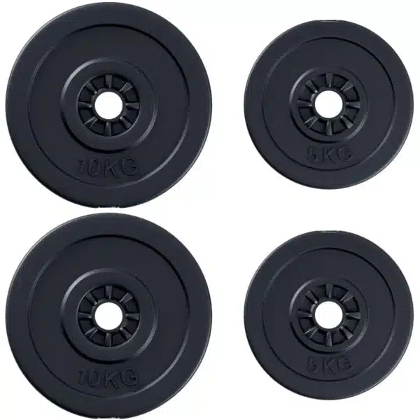 Juego de 4 Discos de Pesas de 2x5 kg y 2x10 kg Juego de Placas de Pesas con Agujero de Ø25 mm para Barra o Mancuernas Entrenamiento de Fuerza Levantamiento de Pesas Negr