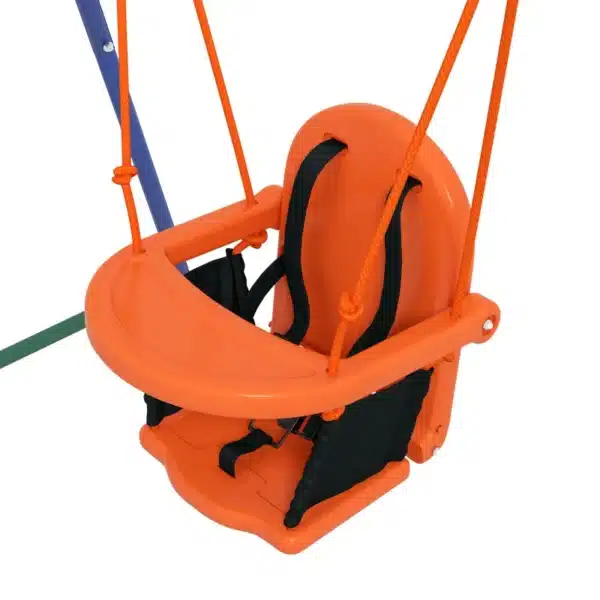 Columpio para Niños y Bebés con 1 Silla para Niños 1 Silla para Bebés y Cinturón de Seguridad 180x160x182 cm Naranja - Imagen 3