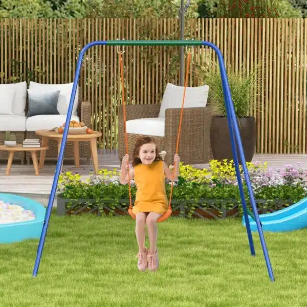 Columpio para Niños y Bebés con 1 Silla para Niños 1 Silla para Bebés y Cinturón de Seguridad 180x160x182 cm Naranja - Imagen 9