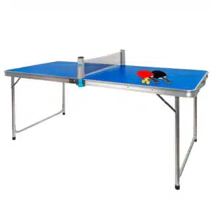 Mesa de Ping Pong Plegable (Mini) y Mesa de Camping – Exterior e Interior – 120x60x70 – Incluye Raquetas y Pelotas